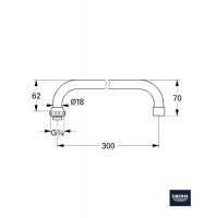 MEDIDAS CAÑO TUBULAR GIRATORIO EN U ATLANTA 300mm GROHE